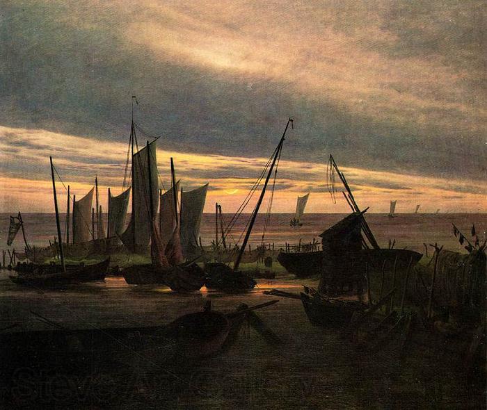 Caspar David Friedrich Schiffe im Hafen am Abend (Nach Sonnenuntergang) France oil painting art